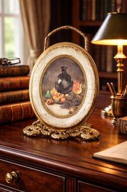 Vintage Italian Florentine Giltwood Oval Still Life Fruit Plaque